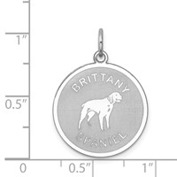 Sterling Silver Rhodium-plated Brittany Spaniel Disc Charm view 3