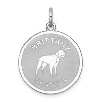 Sterling Silver Rhodium-plated Brittany Spaniel Disc Charm view 1