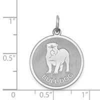Sterling Silver Rhodium-plated Bull Dog Disc Charm view 3