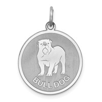 Sterling Silver Rhodium-plated Bull Dog Disc Charm view 1