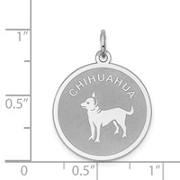 Sterling Silver Rhodium-plated Chihuahua Disc Charm view 3