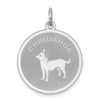 Sterling Silver Rhodium-plated Chihuahua Disc Charm view 1