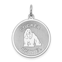 Sterling Silver Rhodium-plated Cocker Spaniel Disc Charm view 1
