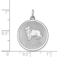 Sterling Silver Rhodium-plated Collie Disc Charm view 3