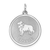 Sterling Silver Rhodium-plated Collie Disc Charm view 1