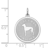 Sterling Silver Rhodium-plated Doberman Pinscher Disc Charm view 3