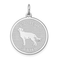 Sterling Silver Rhodium-plated English Setter Disc Charm view 1
