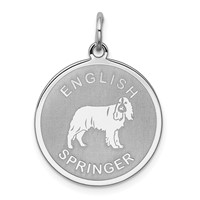 Sterling Silver Rhodium-plated English Springer Disc Charm view 1