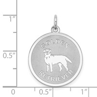 Sterling Silver Rhodium-plated Golden Retriever Disc Charm view 3