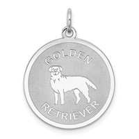 Sterling Silver Rhodium-plated Golden Retriever Disc Charm view 1