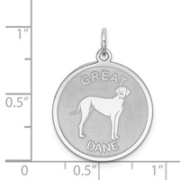 Sterling Silver Rhodium-plated Great Dane Disc Charm view 3