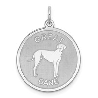 Sterling Silver Rhodium-plated Great Dane Disc Charm view 1