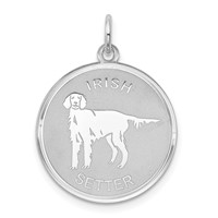 Sterling Silver Rhodium-plated Irish Setter Disc Charm view 1