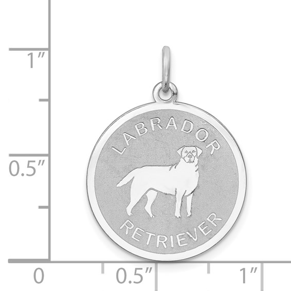 Sterling Silver Rhodium-plated Labrador Retrieve Disc Charm
