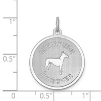 Sterling Silver Rhodium-plated Miniature Pinscher Disc Charm view 3