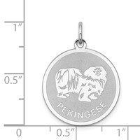 Sterling Silver Rhodium-plated Pekingese Disc Charm view 3