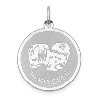 Sterling Silver Rhodium-plated Pekingese Disc Charm view 1