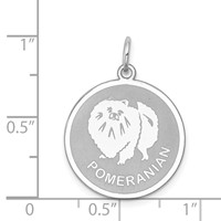Sterling Silver Rhodium-plated Pomeranian Disc Charm view 3