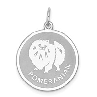 Sterling Silver Rhodium-plated Pomeranian Disc Charm view 1