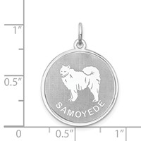 Sterling Silver Rhodium-plated Samoyed Disc Charm view 3