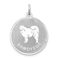 Sterling Silver Rhodium-plated Samoyed Disc Charm view 1