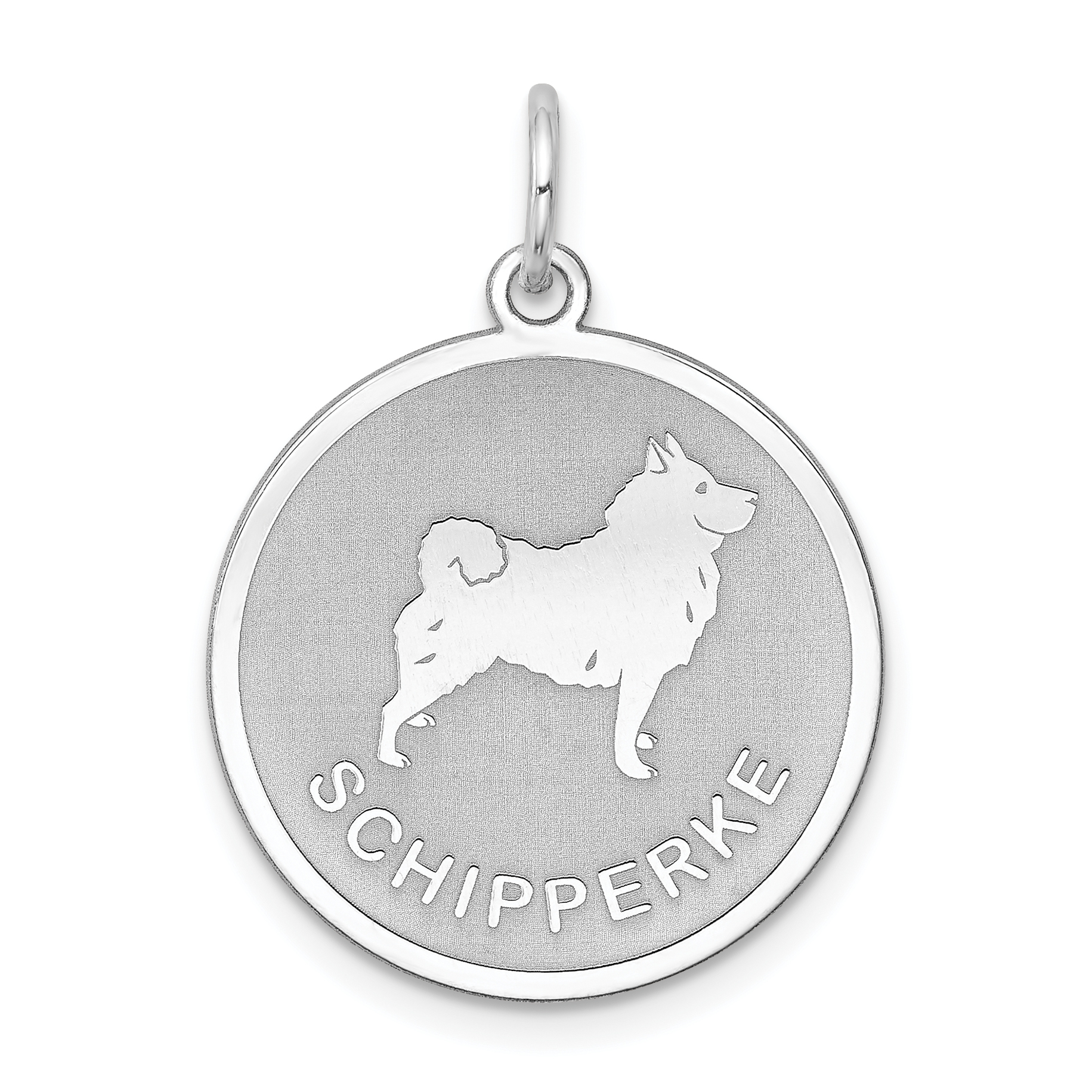 Sterling Silver Rhodium-plated Schipperke Disc Charm (QC2703)