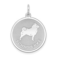 Sterling Silver Rhodium-plated Schipperke Disc Charm view 1