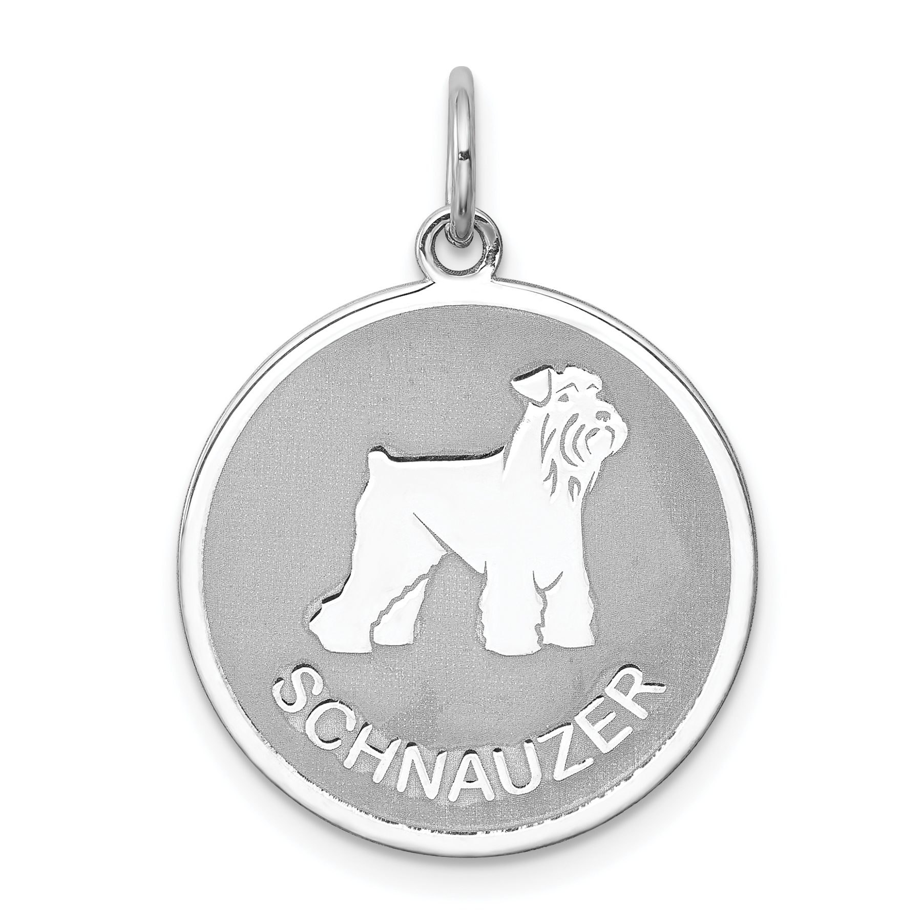 Sterling Silver Rhodium-plated Schnauzer Disc Charm (QC2704)