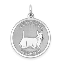 Sterling Silver Rhodium-plated Scottish Terrier Disc Charm view 1