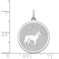 Sterling Silver Rhodium-plated Siberian Husky Disc Charm view 3