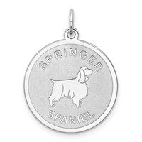 Sterling Silver Rhodium-plated Springer Spaniel Disc Charm view 1