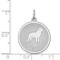 Sterling Silver Rhodium-plated St. Bernard Disc Charm view 3