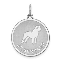 Sterling Silver Rhodium-plated St. Bernard Disc Charm view 1
