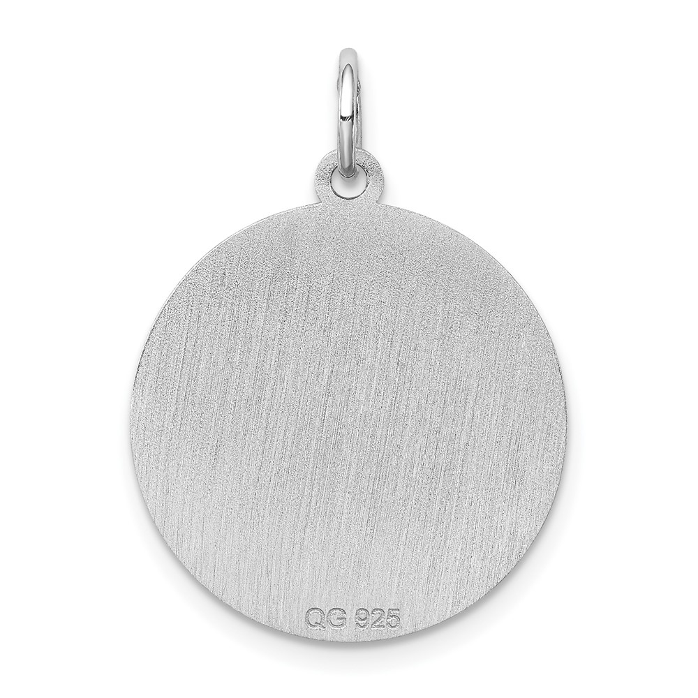 Sterling Silver Rhodium-plated Welsh Corgi Disc Charm (QC2712)