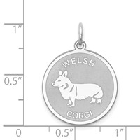 Sterling Silver Rhodium-plated Welsh Corgi Disc Charm view 3