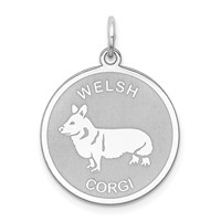 Sterling Silver Rhodium-plated Welsh Corgi Disc Charm view 1