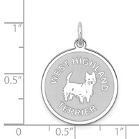 Sterling Silver Rhodium-plated West Highland Terrier Disc Charm view 3