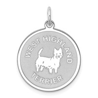 Sterling Silver Rhodium-plated West Highland Terrier Disc Charm view 1