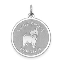 Sterling Silver Rhodium-plated Yorkshire Terrier Disc Charm view 1