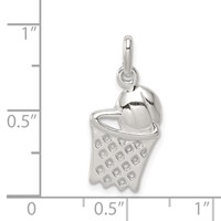 Sterling Silver Basketball in Hoop Charm view 3