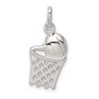 Sterling Silver Basketball in Hoop Charm view 1