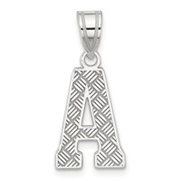 Sterling Silver Rhodium-plated Letter a Initial Pendant view 1