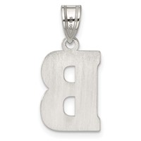 Sterling Silver Rhodium-plated Letter B Initial Pendant view 3
