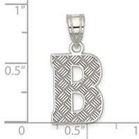 Sterling Silver Rhodium-plated Letter B Initial Pendant view 4