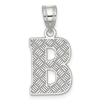 Sterling Silver Rhodium-plated Letter B Initial Pendant view 1