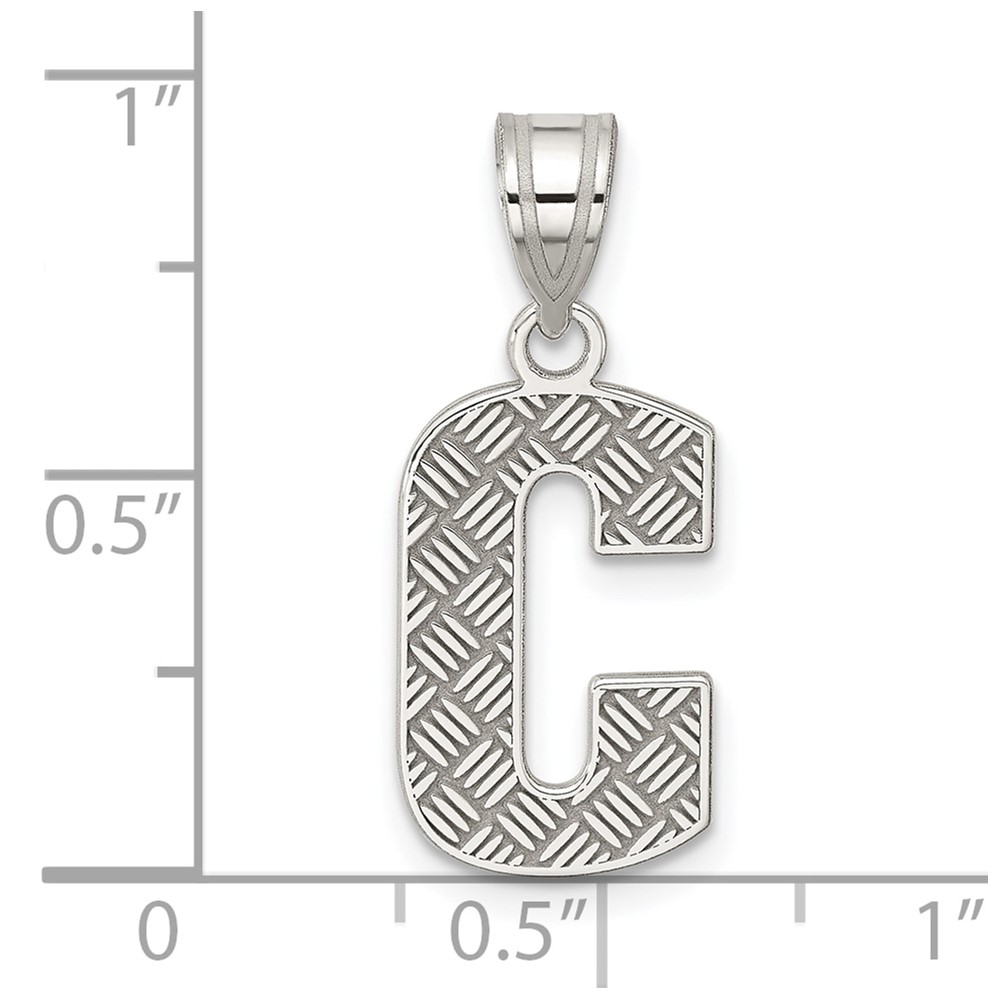 Sterling Silver Rhodium-plated Letter C Initial Pendant (QC2762C)