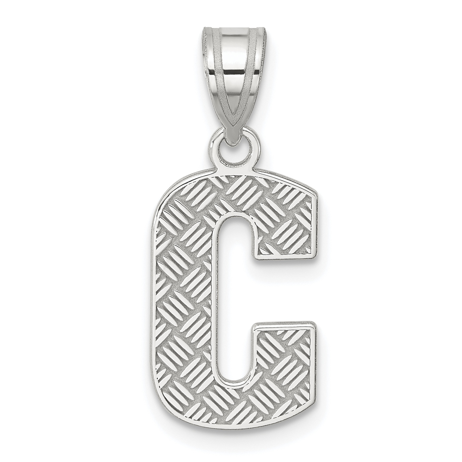 Sterling Silver Rhodium-plated Letter C Initial Pendant (QC2762C)