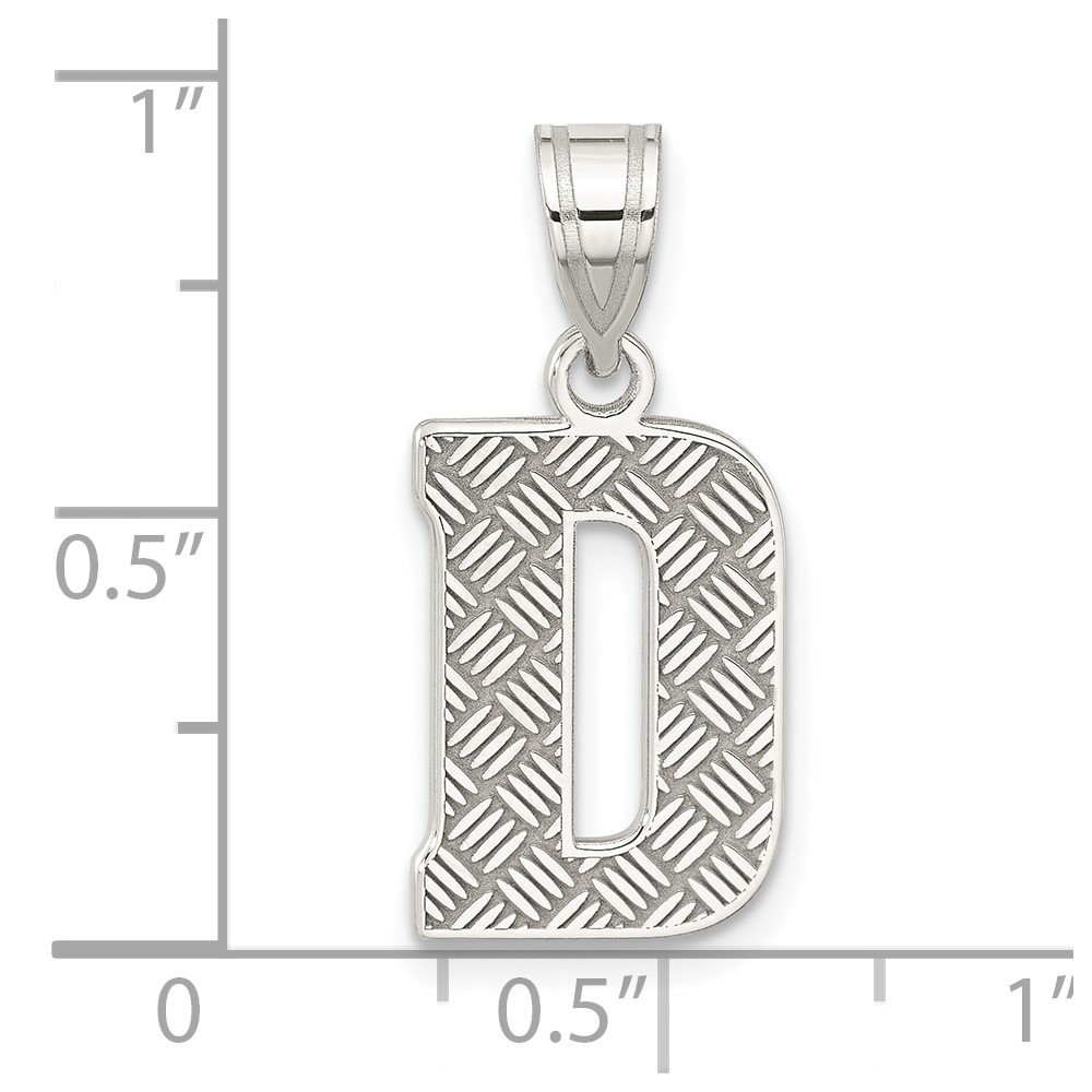 Sterling Silver Rhodium-plated Letter D Initial Pendant (QC2762D)