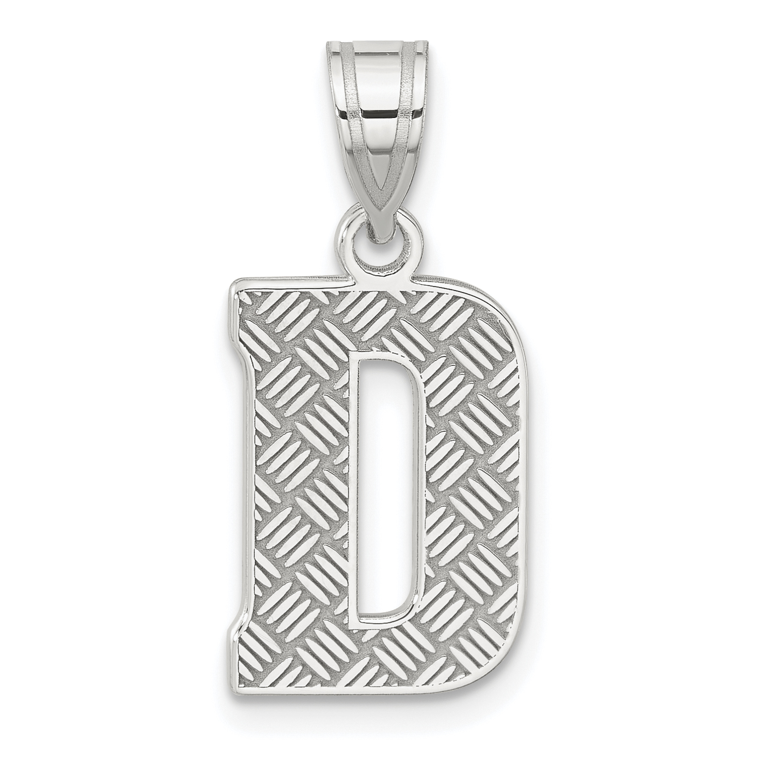 Sterling Silver Rhodium-plated Letter D Initial Pendant (QC2762D)