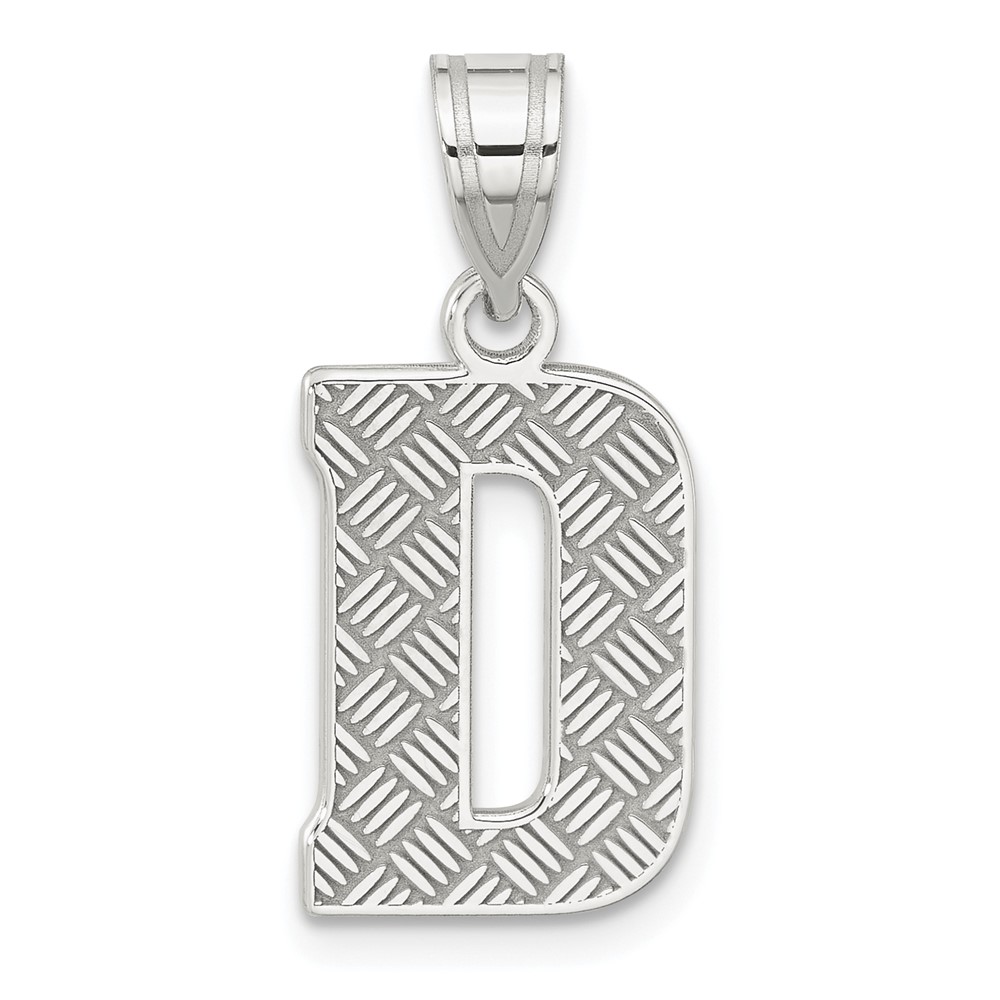Sterling Silver Rhodium-plated Letter D Initial Pendant (QC2762D)